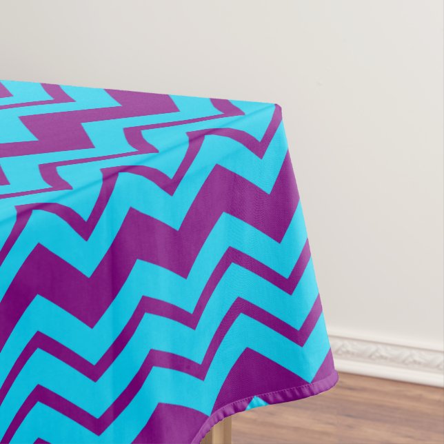 Mantel Diseño de zigzag Chevron Morado Azul (In Situ)
