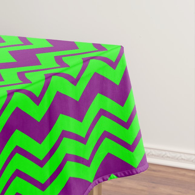 Mantel Diseño de zigzag Chevron verde púrpura (In Situ)