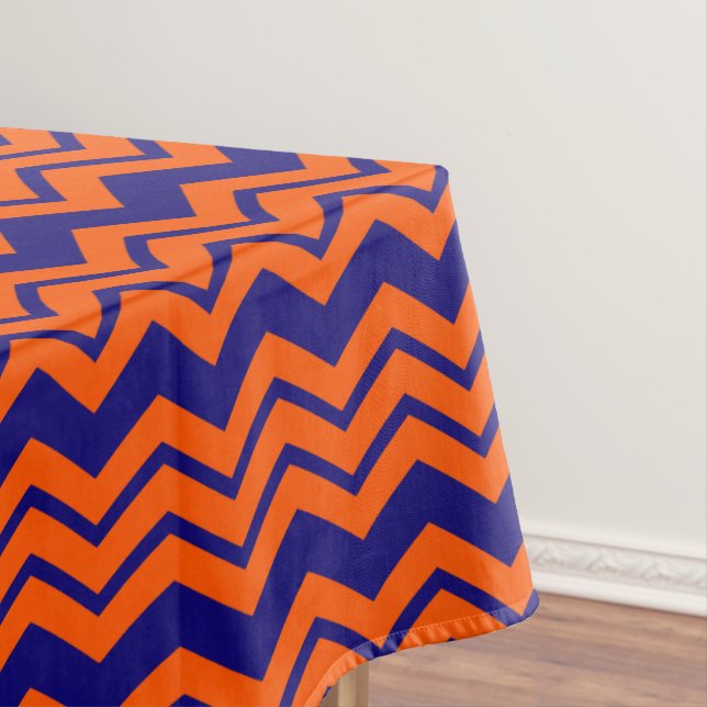 Mantel Diseño de zigzag de Chevron azul naranja (In Situ)