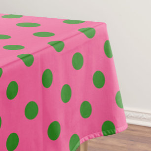 Mantel Diseño del patrón de puntos de polca verde sobre r