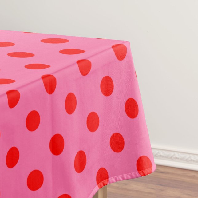 Mantel Diseño del patrón de puntos de polka rosados sobre (Subido por el creador)