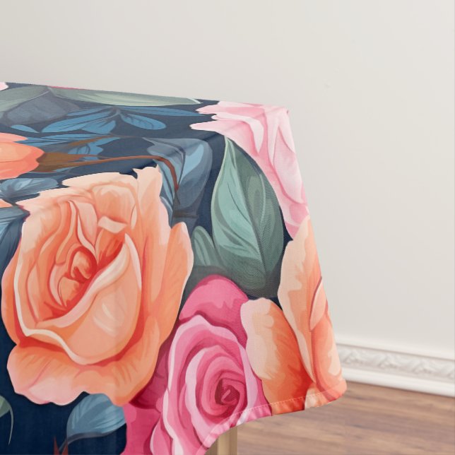 Mantel Diseño del patrón de Rosas de Naranja rosado rojo (In Situ)