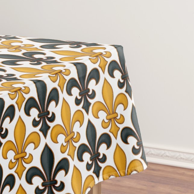 Mantel Diseño del patrón Fleur-de-lis amarillo negro barr (Subido por el creador)