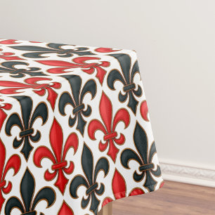 Mantel Diseño del patrón rojo negro barroco Fleur-de-lis