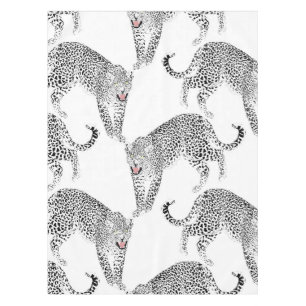 Mantel Diseño elegante en blanco de leopardo negro y ros