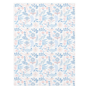Mantel Diseño floral boho estampa en bloque azul rosa fem