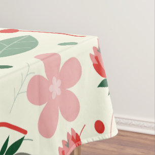 Mantel Diseño floral brillante con hojas verdes y puntos