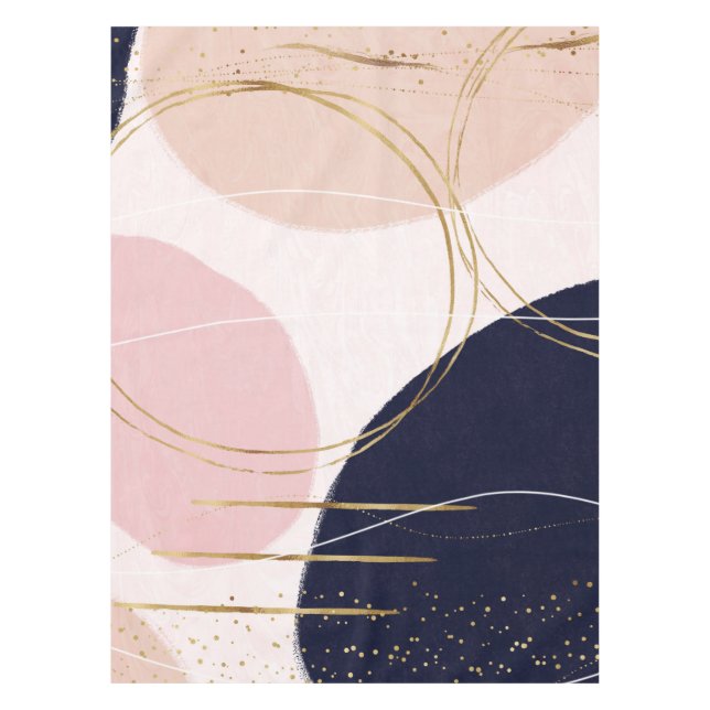 Mantel Diseño minimo rosa con tacos de oro y círculos mod (Anverso)