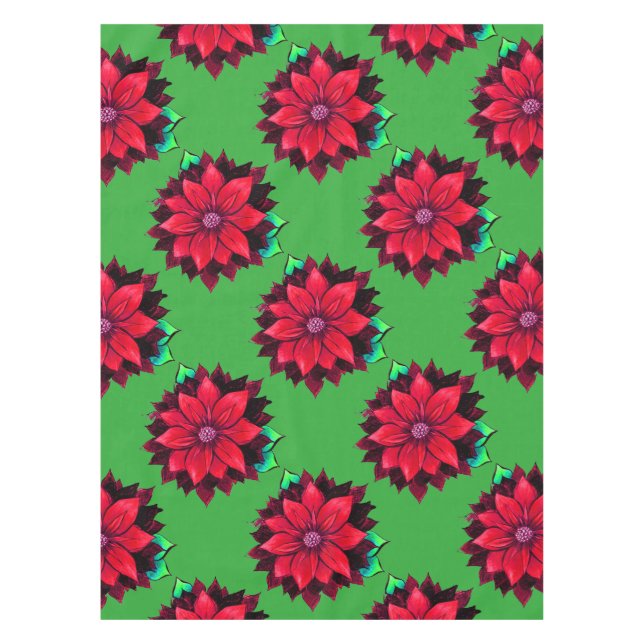 Mantel Diseño ROJO CLÁSICO del POINSETTIA (Anverso)