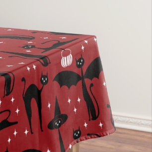 Mantel Disfraz de Halloween MCM Gatos Minimalistas Rojos