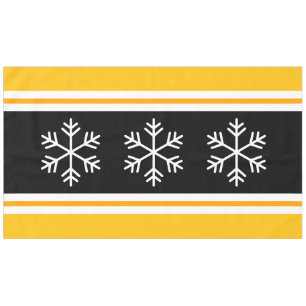 Mantel Divertido Black White Yellow Nord Snowflakes Strip