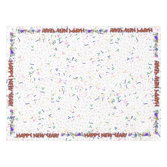 Mantel Divertido Red Feliz Año Nuevo - Confetti y Gorras  (Frente (Horizontal))