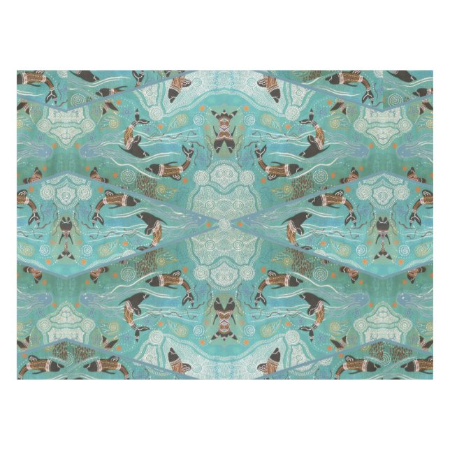 Mantel Dolphin Dreaming Aboriginal Art Tableclol (Frente (Horizontal))