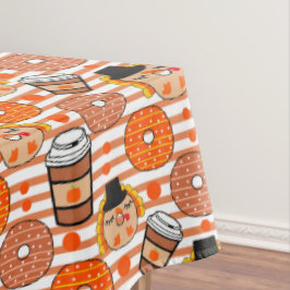Mantel Donuts de Acción de Gracias y franjas Naranjas de 