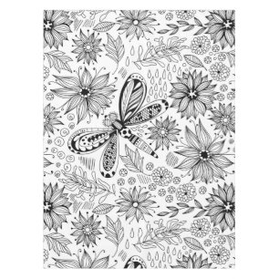 Mantel Doodle de libélula y flores