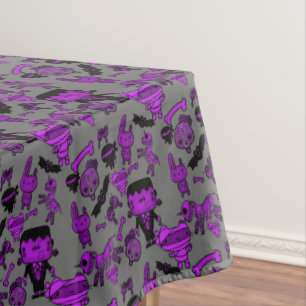 Mantel Doodle del Día de Muertos Morado Gris