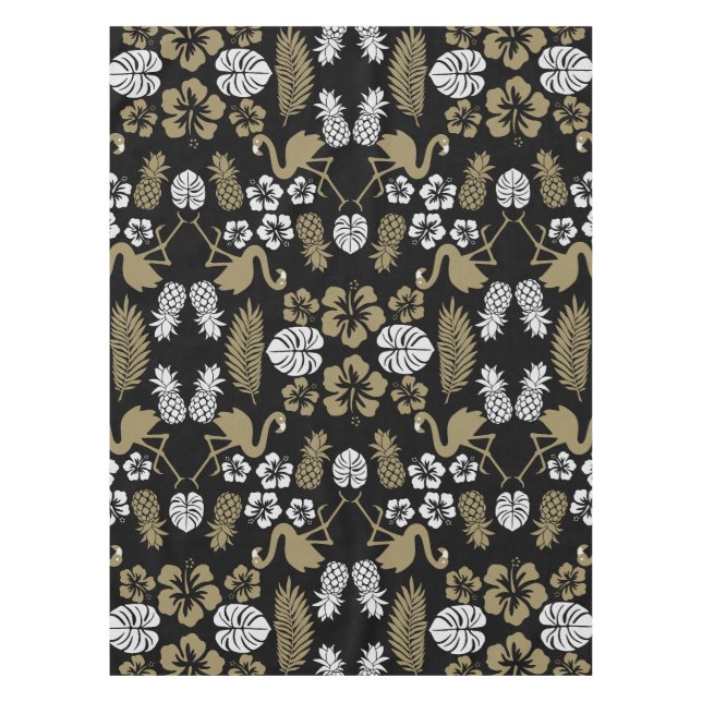 Mantel Dorado Floral Tropical Patterado (Anverso)