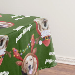 Mantel Dos perros foto reno Feliz Navidad Verde Grande