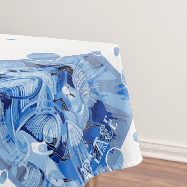 Mantel Dove con Celtic Peace Text en tonos azules (In Situ)