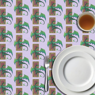 Mantel Dragón celta verde Nudo fantástico púrpura