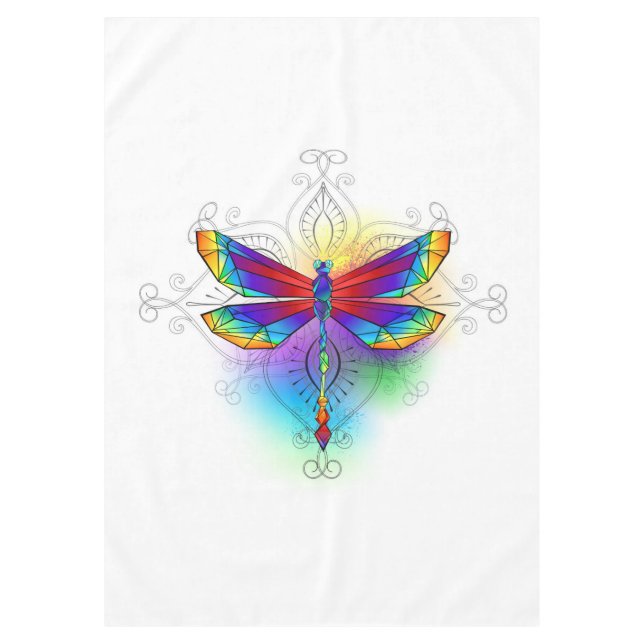 Mantel Dragón poligonal arcoiris (Anverso)