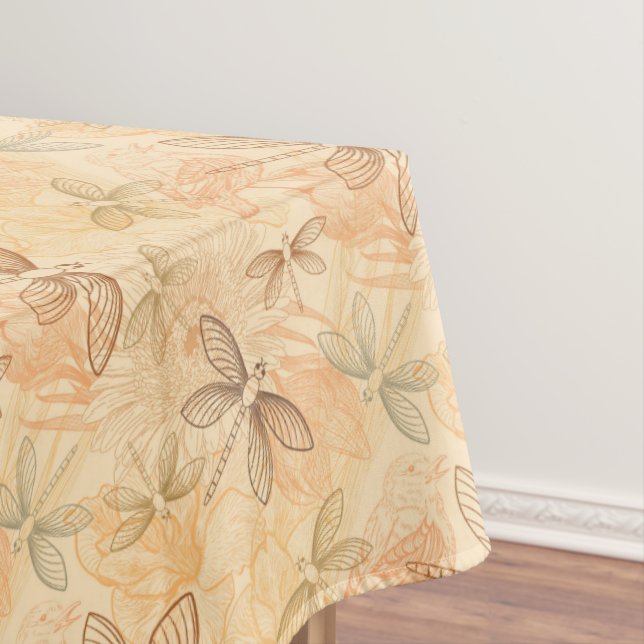 Mantel Dragonflies pájaros flores patrón de melocotón (In Situ)