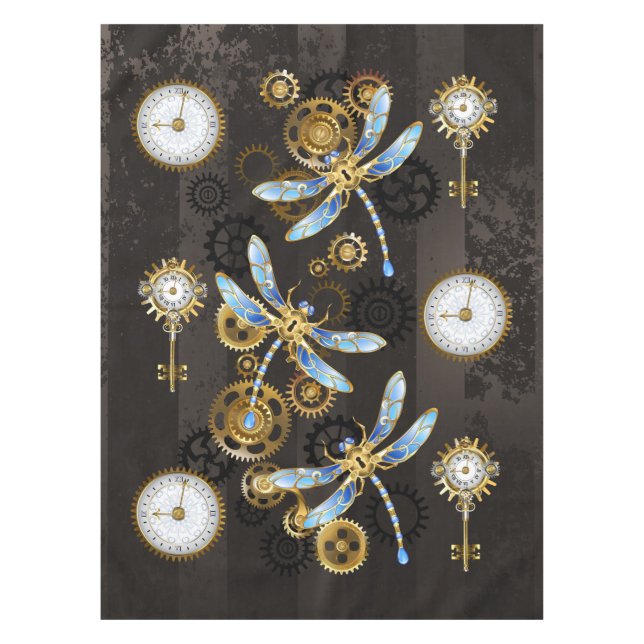 Mantel Dragoniscos de Steampunk sobre fondo rayado marrón (Anverso)