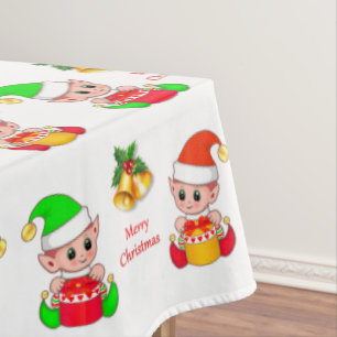 Mantel Duende de Navidad en blanco