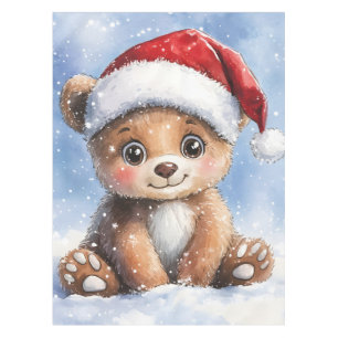 Mantel Dulce Navidad de invierno Santa Oso Cachorro Acuar