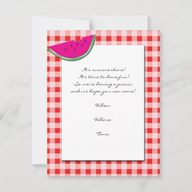 Mantel e invitación rojos y blancos de la sandía (Anverso)