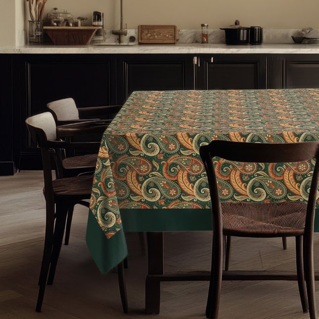 Mantel Earthy Paisley Tablecloth - Boho Charm para comer (Earthy Paisley Tablecloth – Boho Charm for Dining)