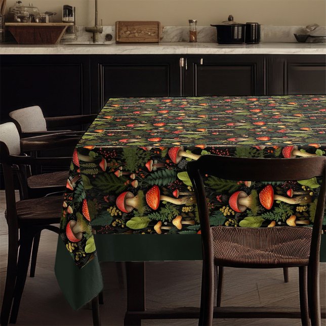 Mantel Earthy Tones Tablecloth Mushrooms & Wildflowers (Earthy Tones Tablecloth Mushrooms & Wildflowers)
