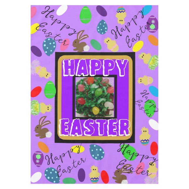 Mantel Easter Bunny Chick Eggs Morple Red Green (Anverso)