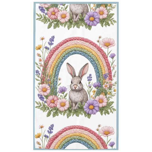 Mantel Easter Bunny Rainbow Art Spring Wildflowers Meadow (Anverso)