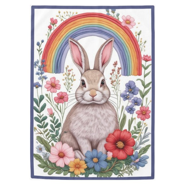 Mantel Easter Rainbow Meadow Spring Flowers Wild Rabbit  (Anverso)
