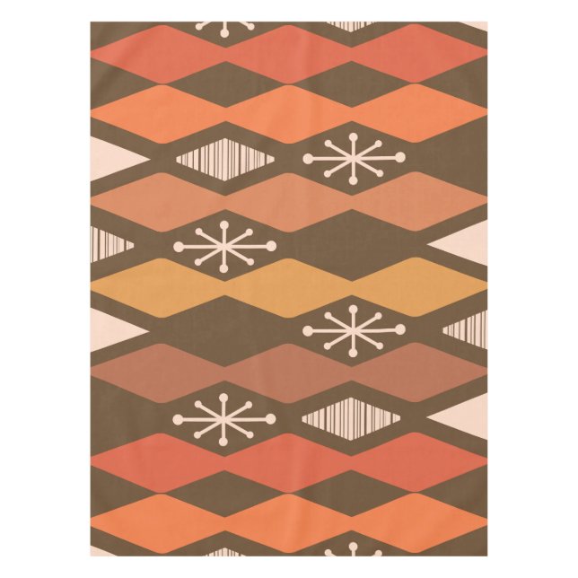 Mantel Edad Atómica Geométrico Marrón Naranja (Anverso)