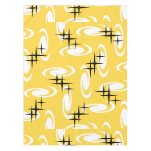 Mantel Edad Atómica Retro Swirls Stars Patrón Amarillo