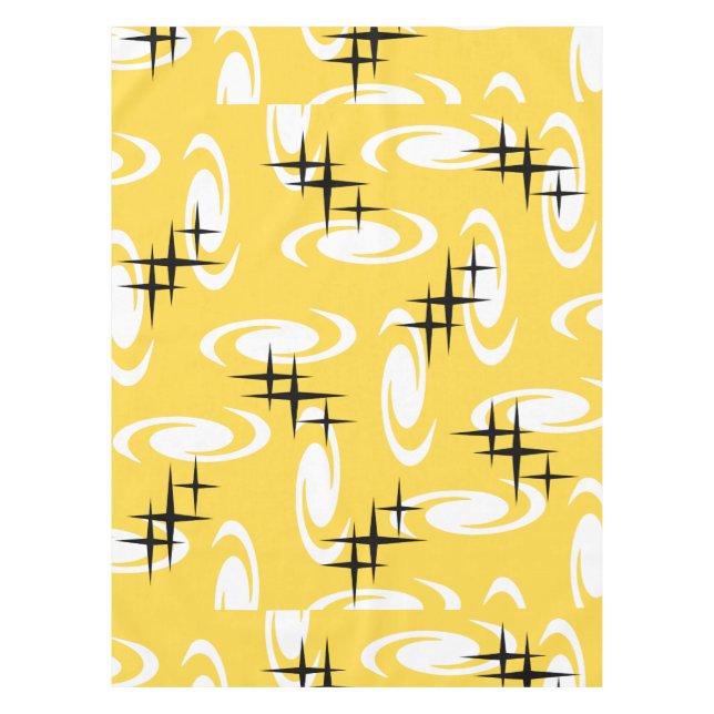 Mantel Edad Atómica Retro Swirls Stars Patrón Amarillo (Anverso)