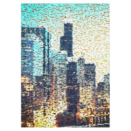 Mantel Edificios de la ciudad azul en estilo mosaico con 