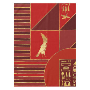 Mantel Egipto: Arte geométrico deco rojo y oro
