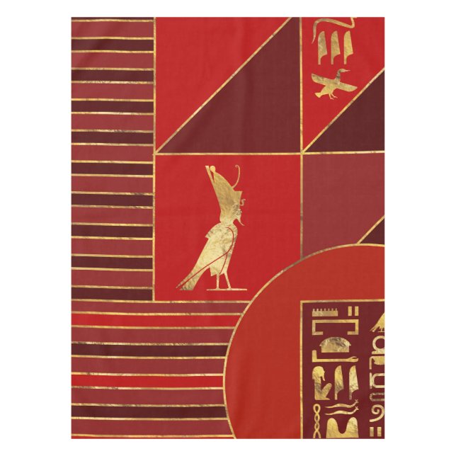 Mantel Egipto: Arte geométrico deco rojo y oro (Anverso)