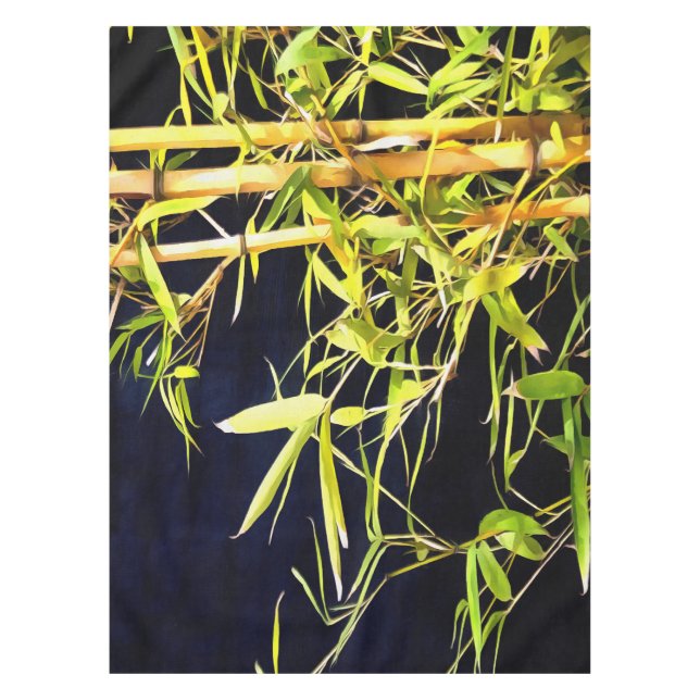 Mantel El arte tropical del follaje de bambú en negro (Anverso)