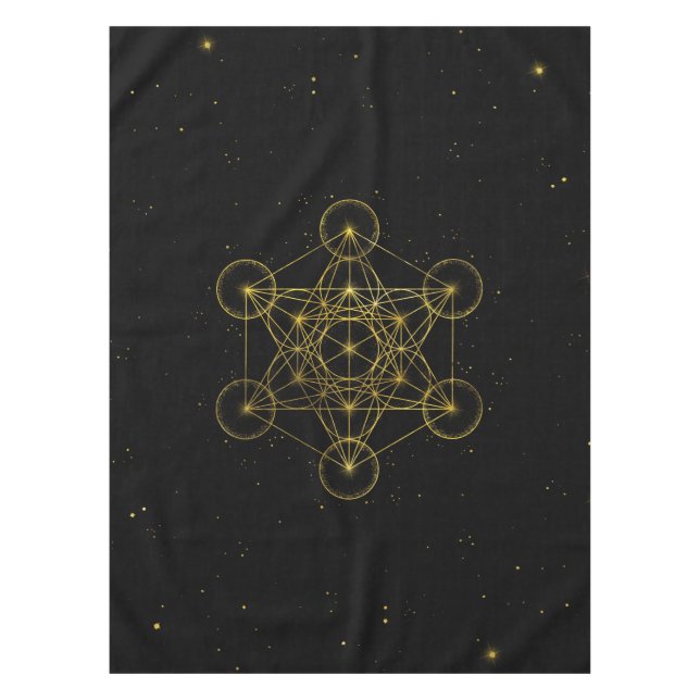 Mantel El cubo de la geometría sagrada del Metatrón negro (Anverso)