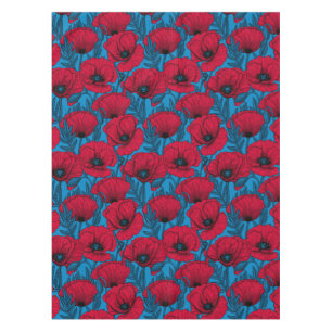Mantel El jardín de amapola roja en azul