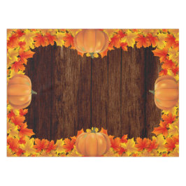 Mantel El otoño de la madera rústica deja calabazas