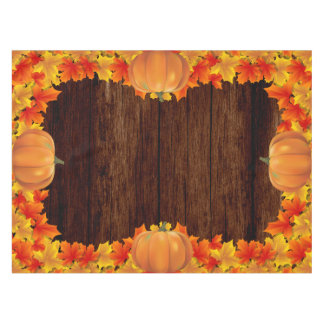Mantel El otoño de la madera rústica deja calabazas