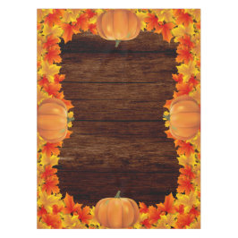 Mantel El otoño de la madera rústica deja calabazas