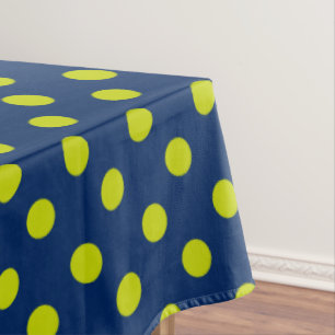 Mantel El Polka verde animado con puntos en azul marino