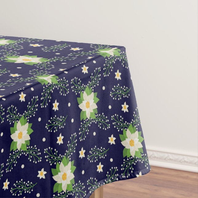 Mantel El verde de la poinsettias blanca deja Navidades e (In Situ)