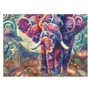 Mantel Elefante caprichoso en la noche Estrellas moradas